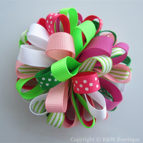 Floral Mermaid Loopy Hair Bow