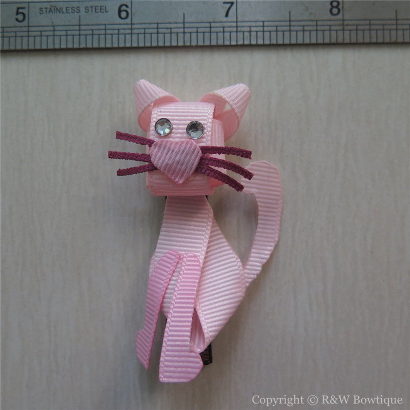 Pink Cat Sculptured Hair Clip