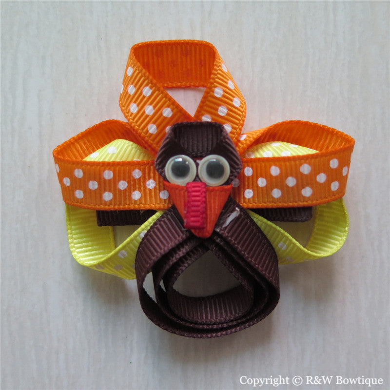 Thanksgiving Turkey #D Sculptured Hair Clip