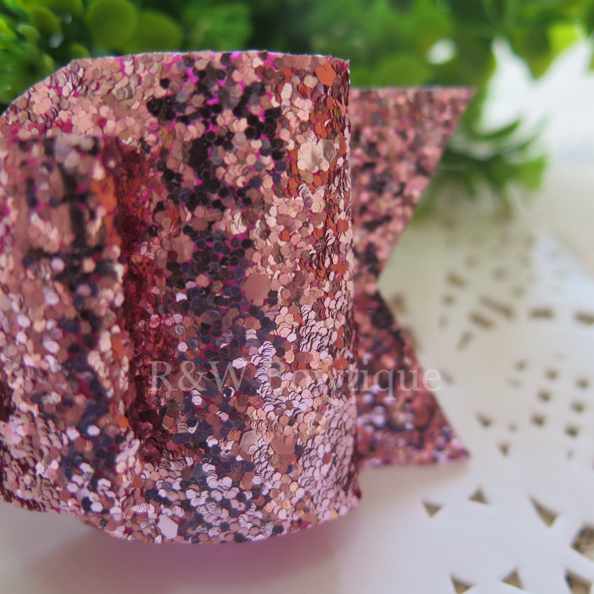Candy Pink Glitter Fabric Oversize Hair Bow