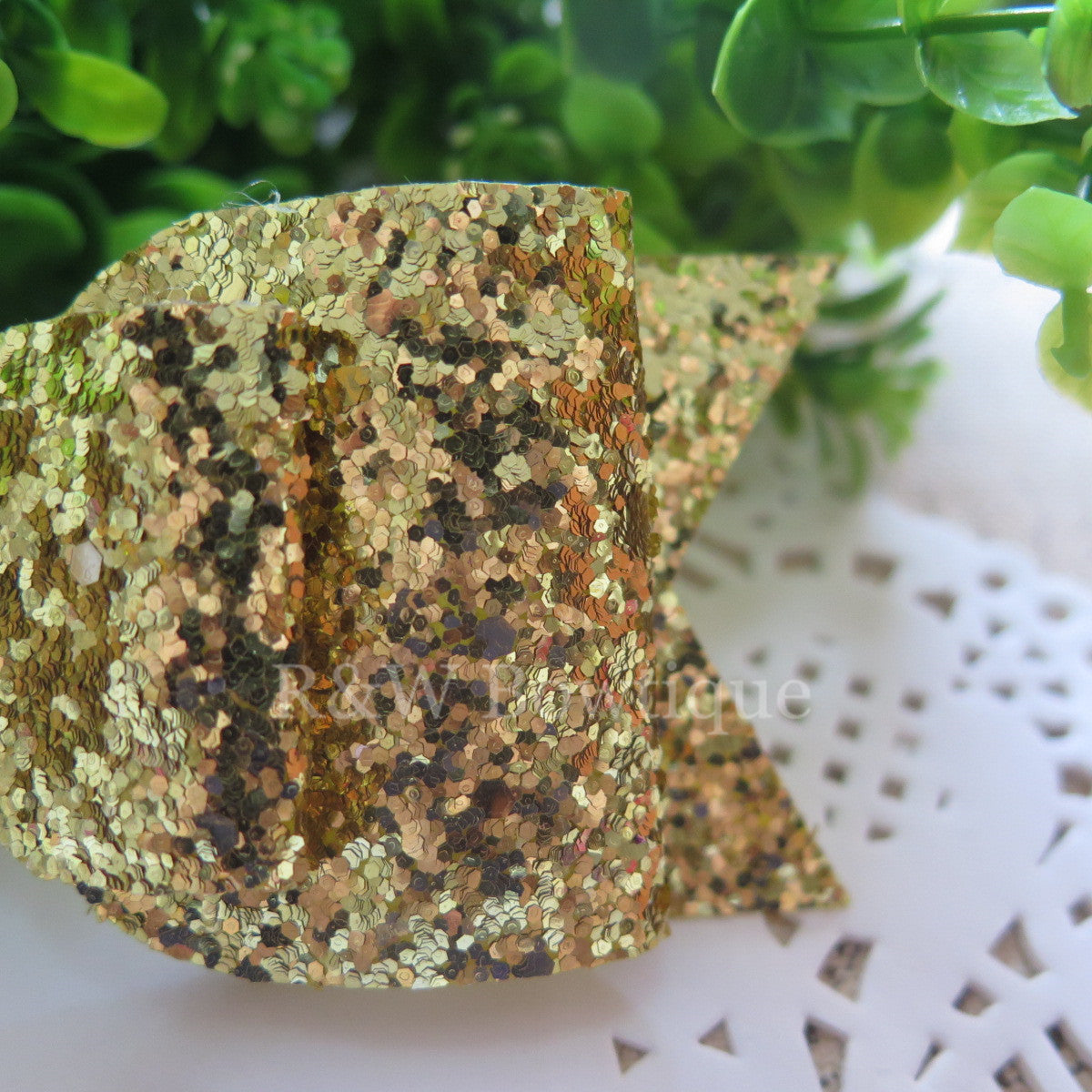 Bright Gold Glitter Fabric Oversize Hair Bow
