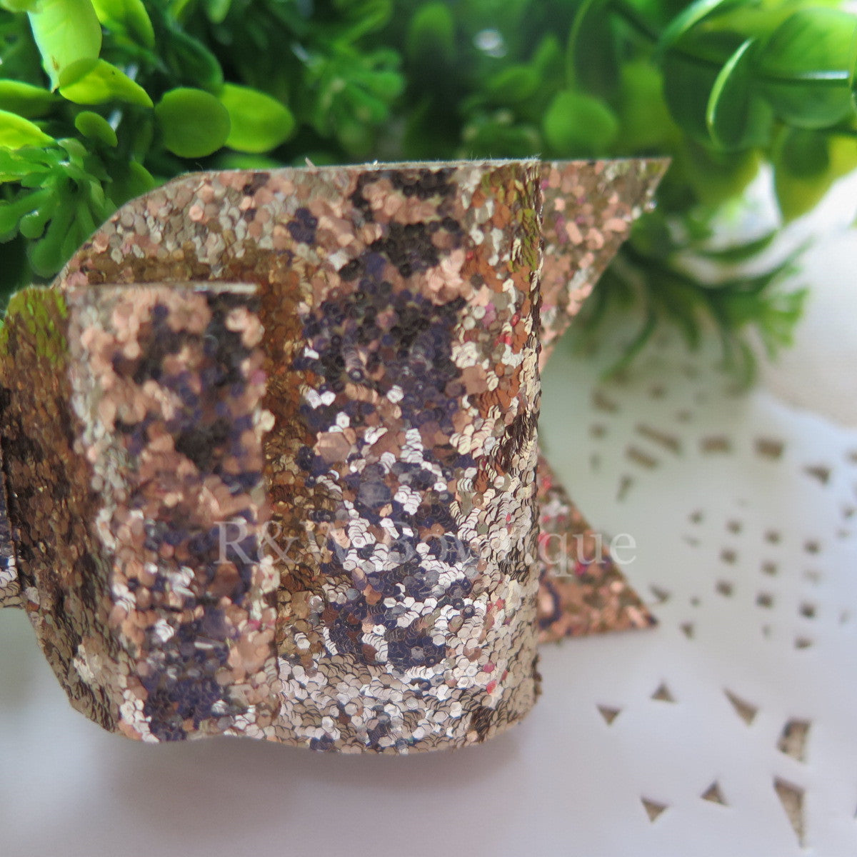 Pale Gold Glitter Fabric Oversize Hair Bow