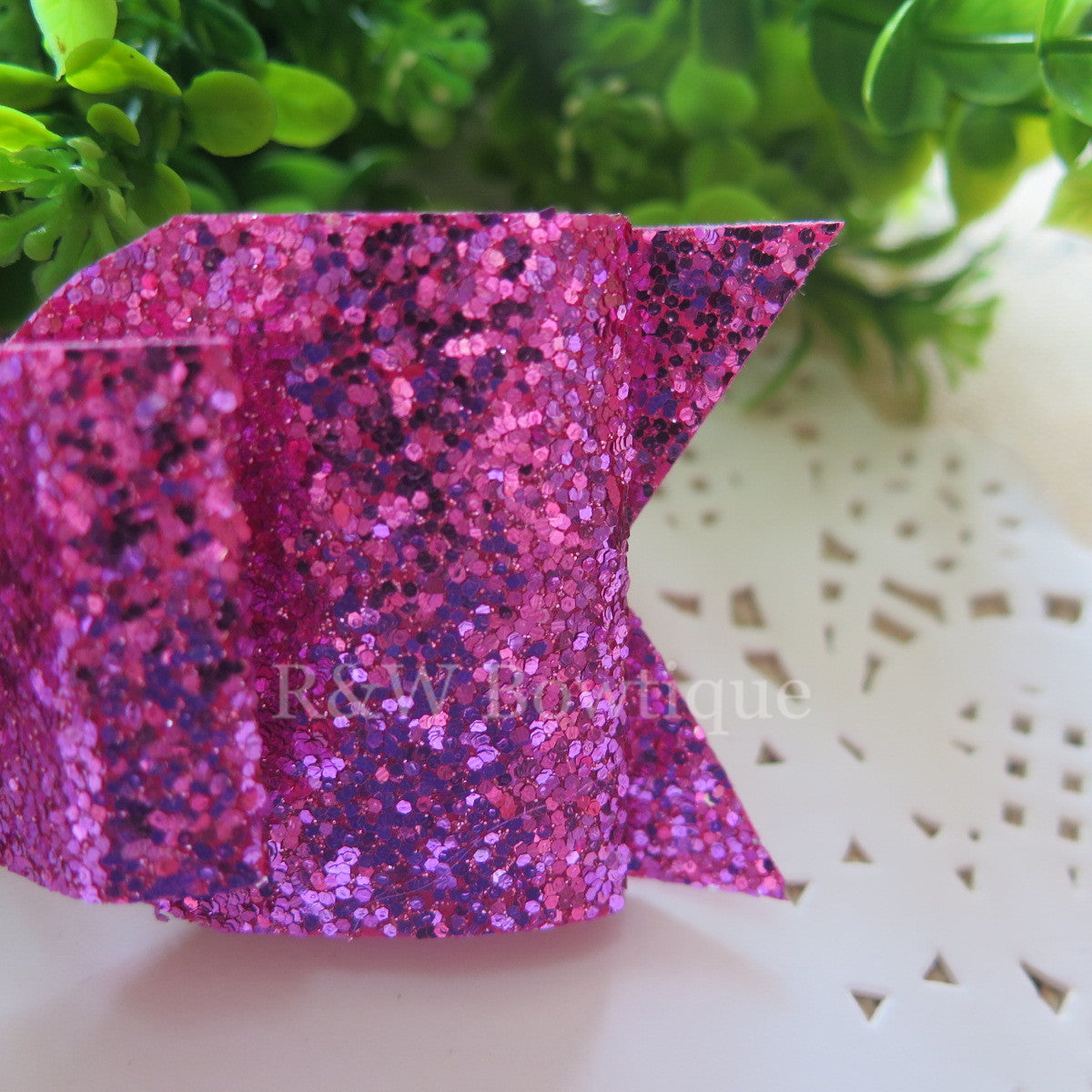 Fuchsia Glitter Fabric Oversize Hair Bow