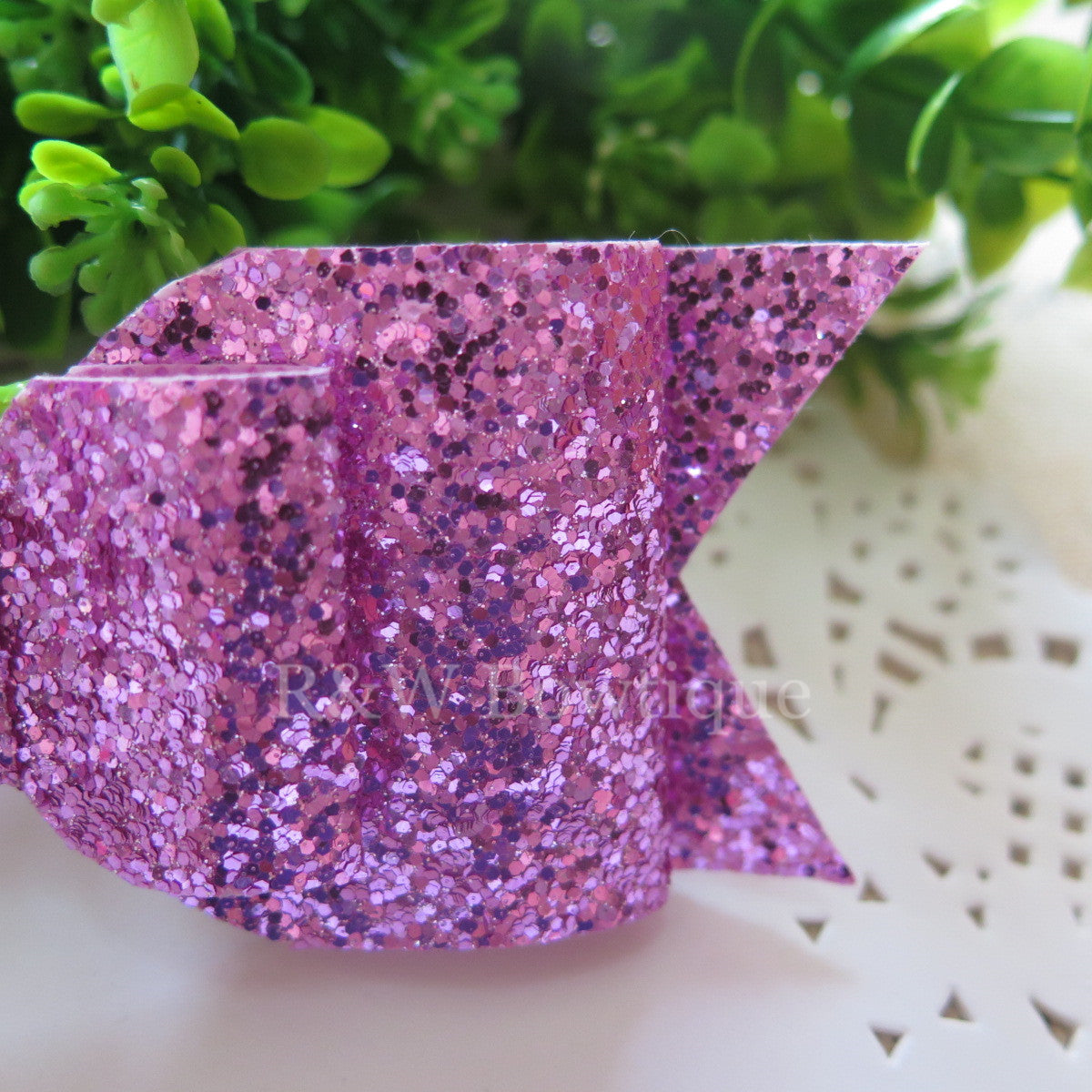Lilac Glitter Fabric Oversize Hair Bow