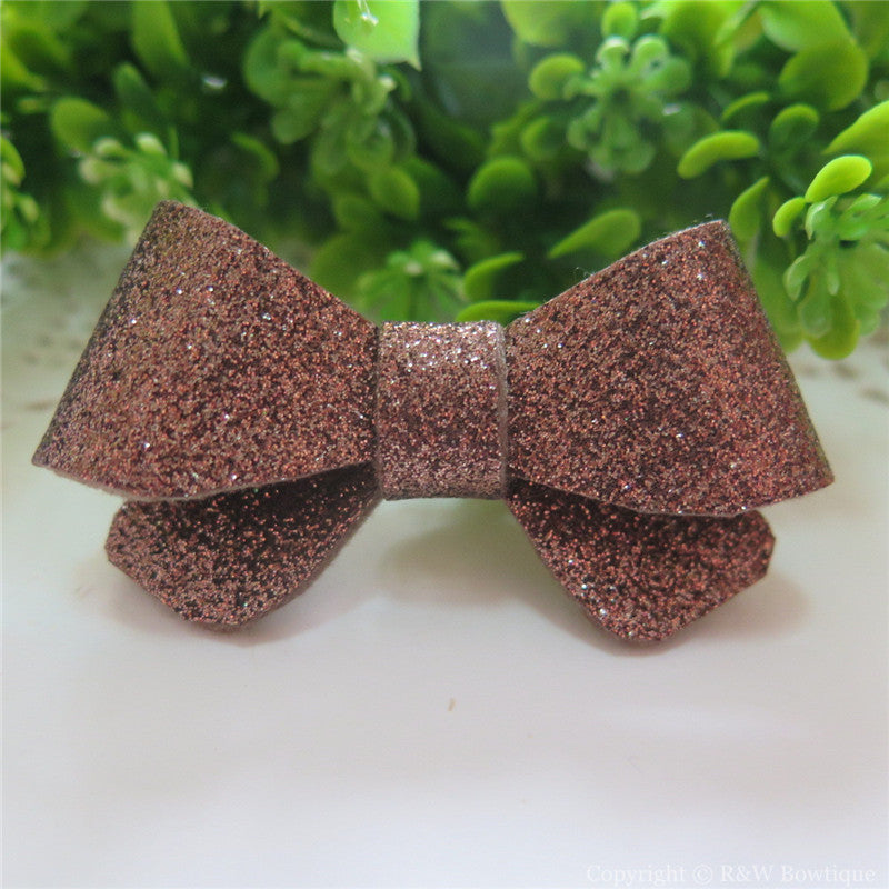 Brown Glitter Felt Mini Hair Bow