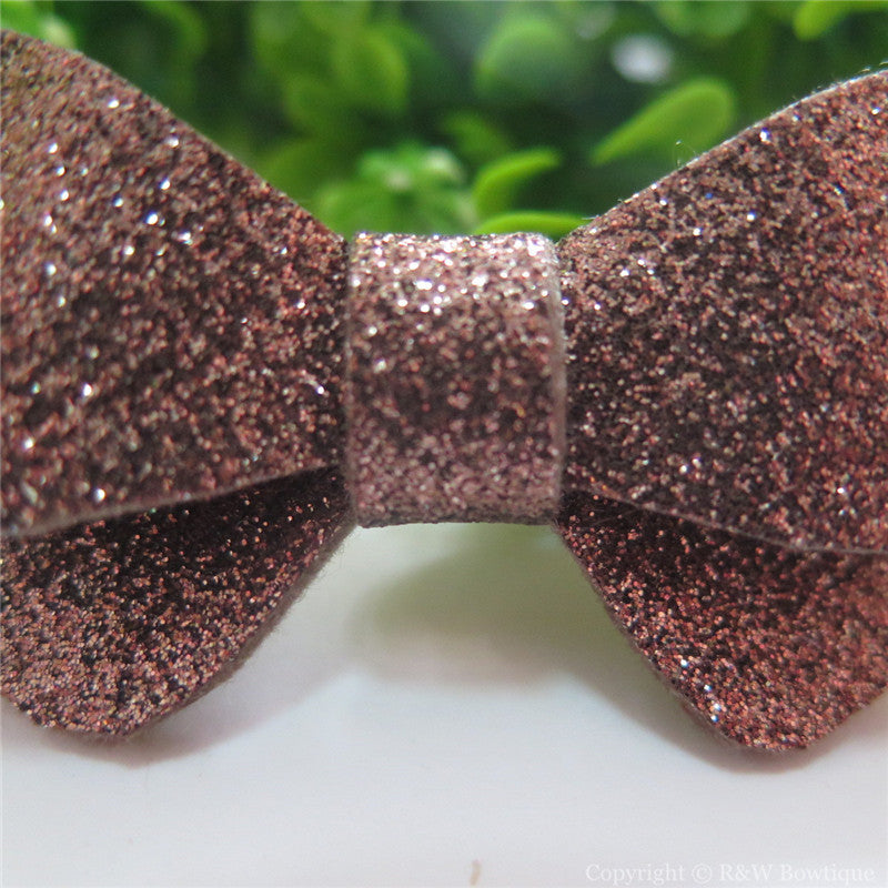 Brown Glitter Felt Mini Hair Bow