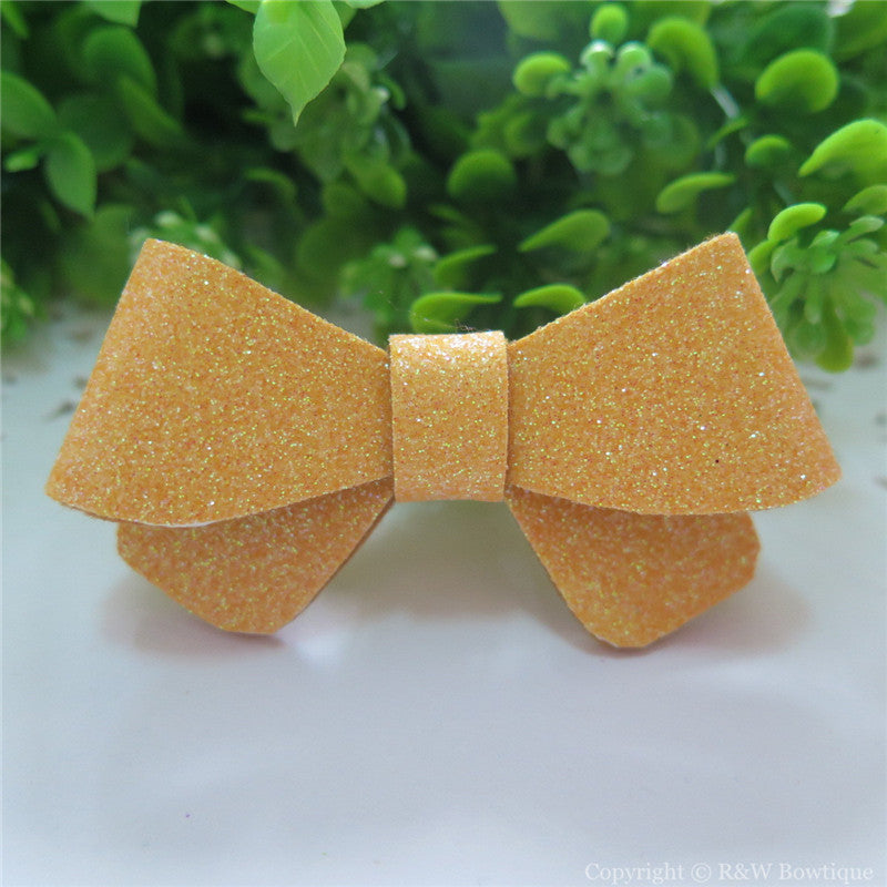 Yellow Gold Glitter Felt Mini Hair Bow