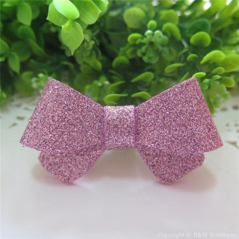 Pale Pink Glitter Felt Mini Hair Bow