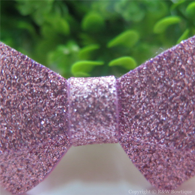 Pale Pink Glitter Felt Mini Hair Bow