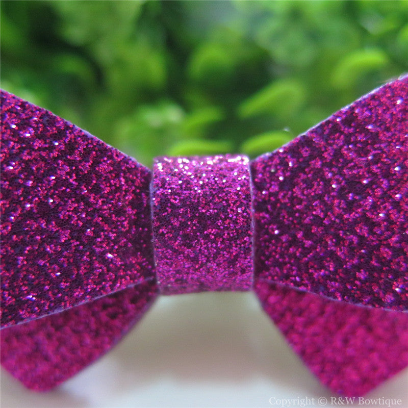 Fuchsia Glitter Felt Mini Hair Bow