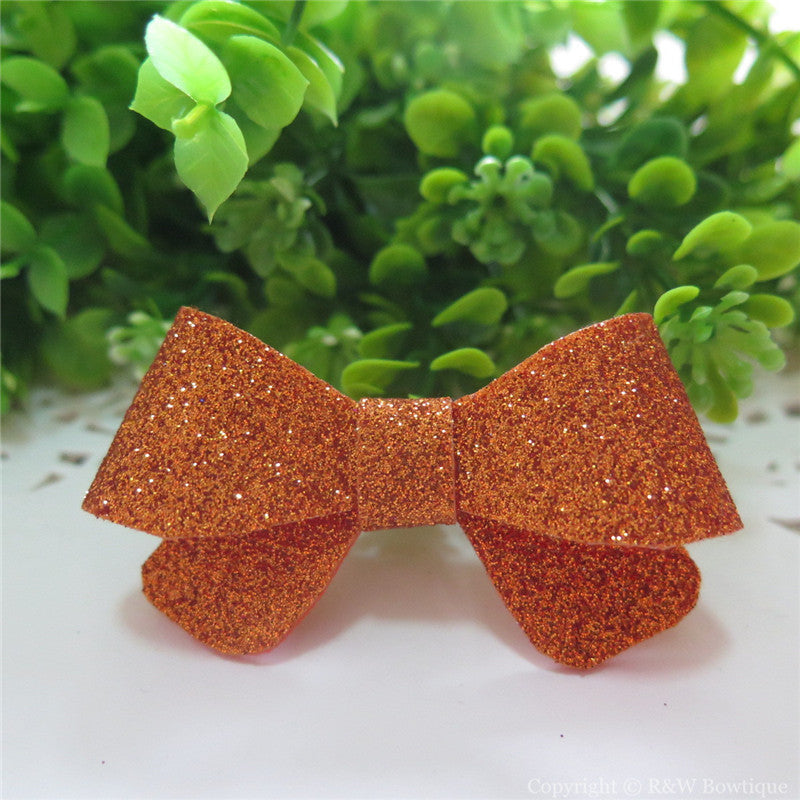 Bronze Thin Glitter Felt Mini Hair Bow
