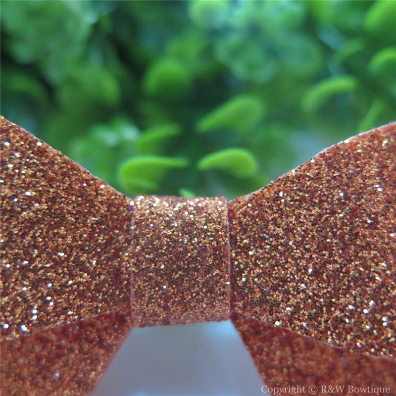 Bronze Thin Glitter Felt Mini Hair Bow