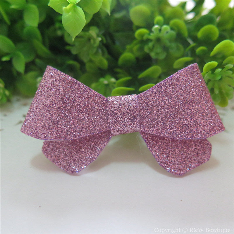 Pale Pink Thin Glitter Felt Mini Hair Bow