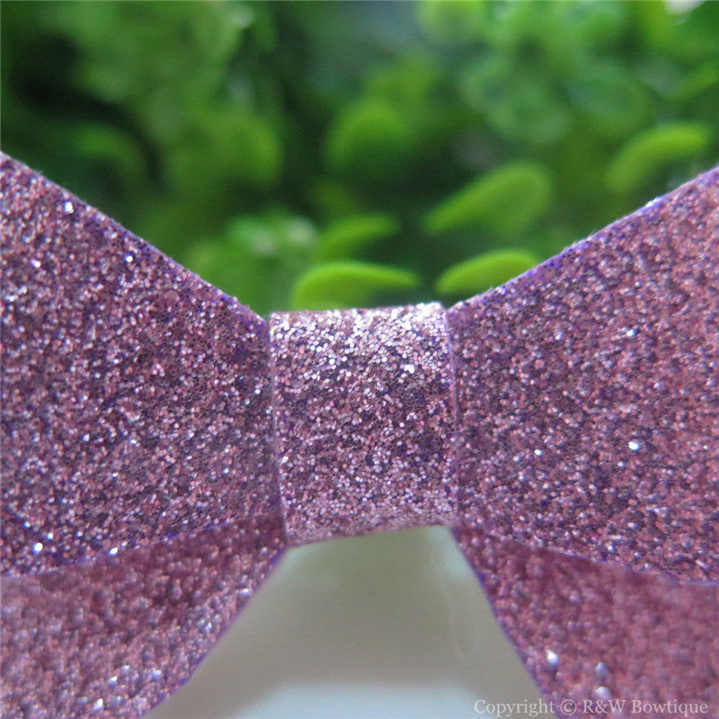 Pale Pink Thin Glitter Felt Mini Hair Bow