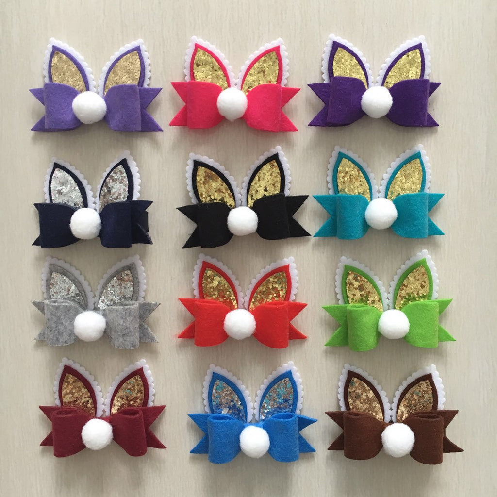 Felt Bunny Ear Hair Clip - Bright