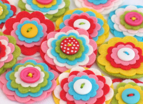 E-outstanding 120PCS Felt Flowers Mixed Colours Fabric Flower  Embellishments for DIY Crafts Handcraft Sewing, 26mm