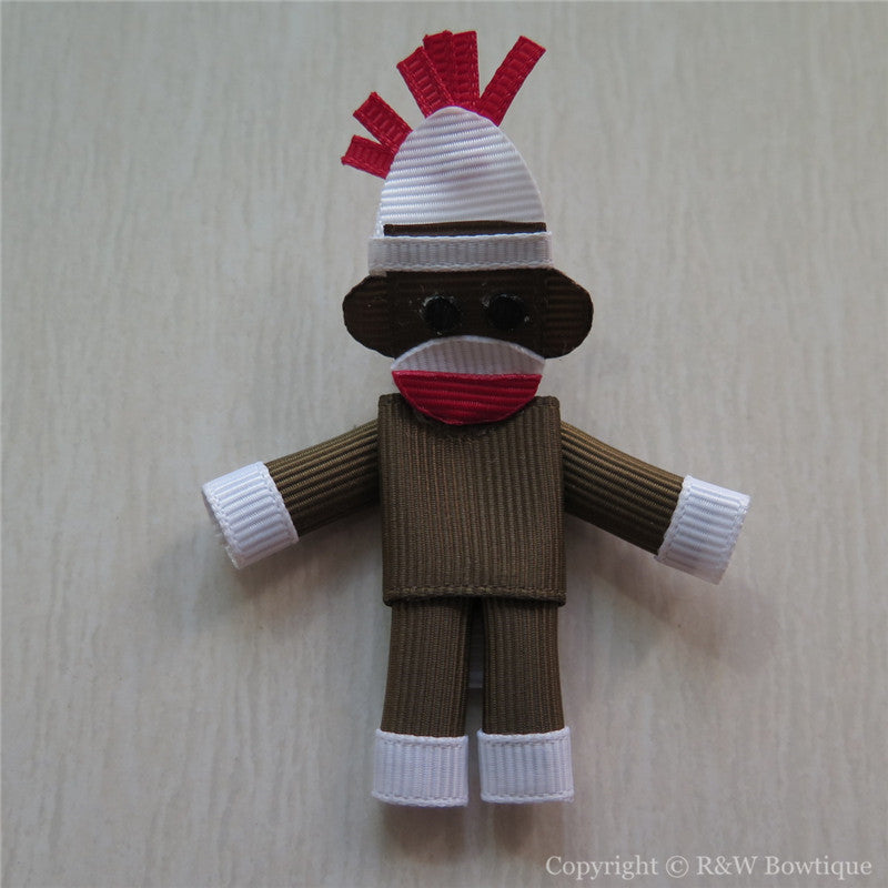Sock Monkey Sculptured Hair Clip