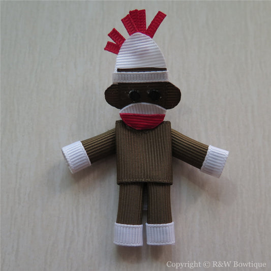 Sock Monkey Sculptured Hair Clip