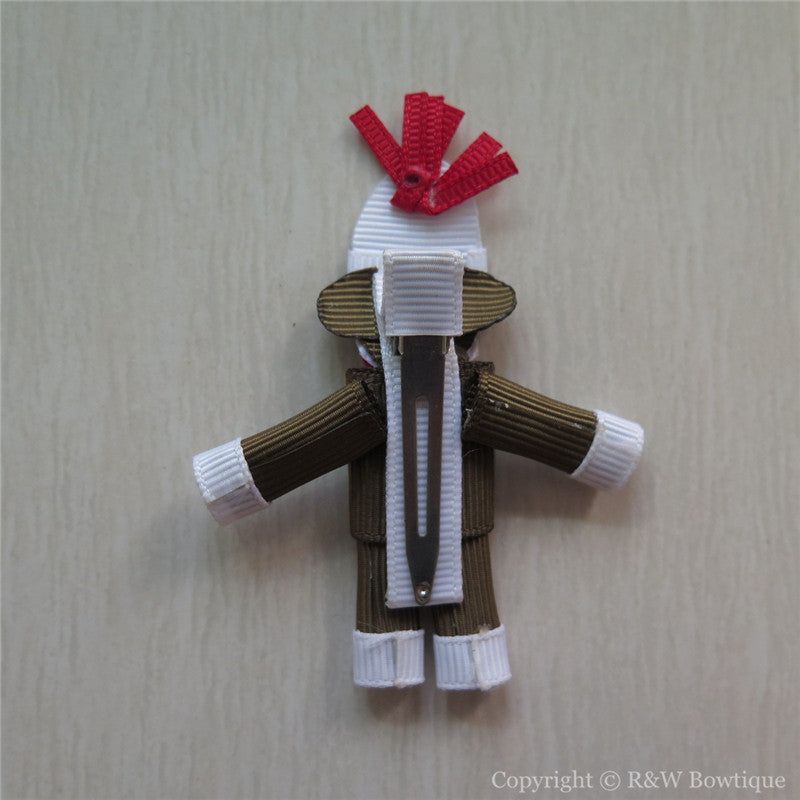 Sock Monkey Sculptured Hair Clip