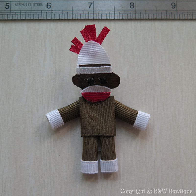 Sock Monkey Sculptured Hair Clip