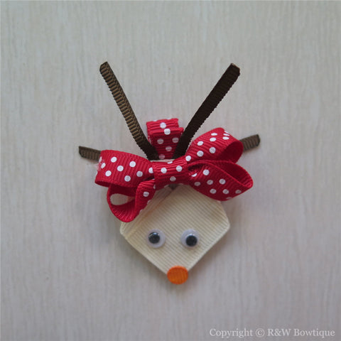 Reindeer Rudolph #C Sculptured Hair Clip