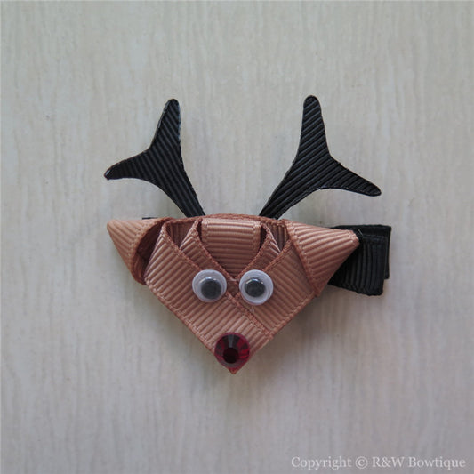 Reindeer Rudolph #B Sculptured Hair Clip