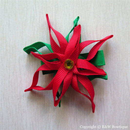 Poinsettia Sculptured Hair Clip