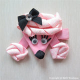 Pink Polkadot Poodle Sculptured Hair Clip