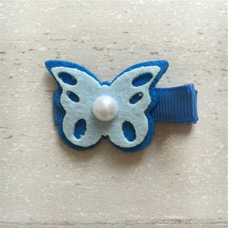 Felt Butterfly Hair Clip - Blue
