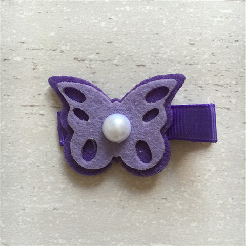 Felt Butterfly Hair Clip - Purple