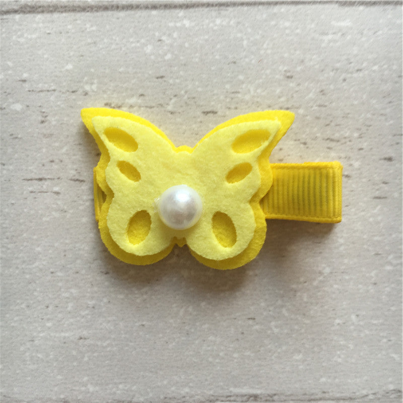 Felt Butterfly Hair Clip - Yellow