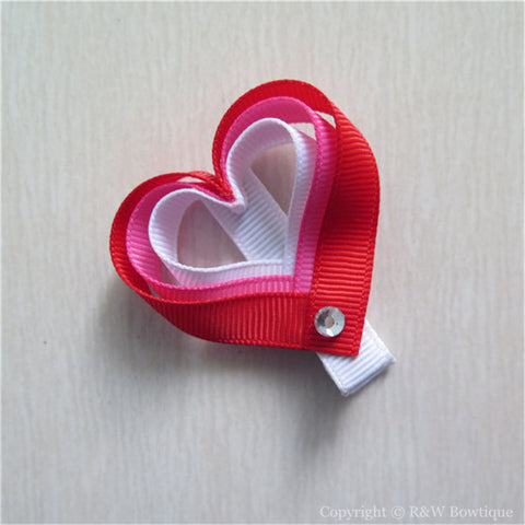 Valentine Hearts #D Sculptured Hair Clip