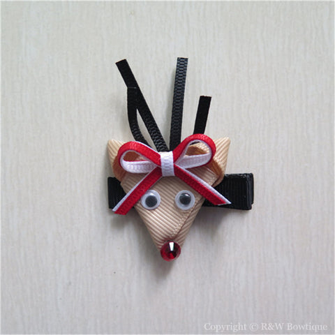 Reindeer Rudolph #D Sculptured Hair Clip