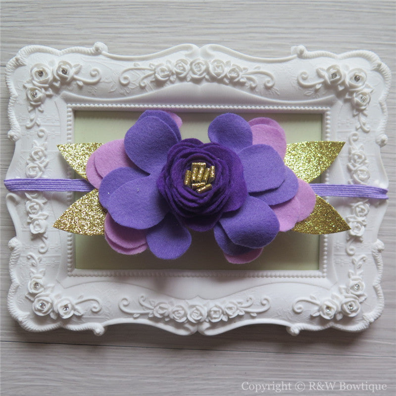 Purple and Gold Felt Flower Crown Headband