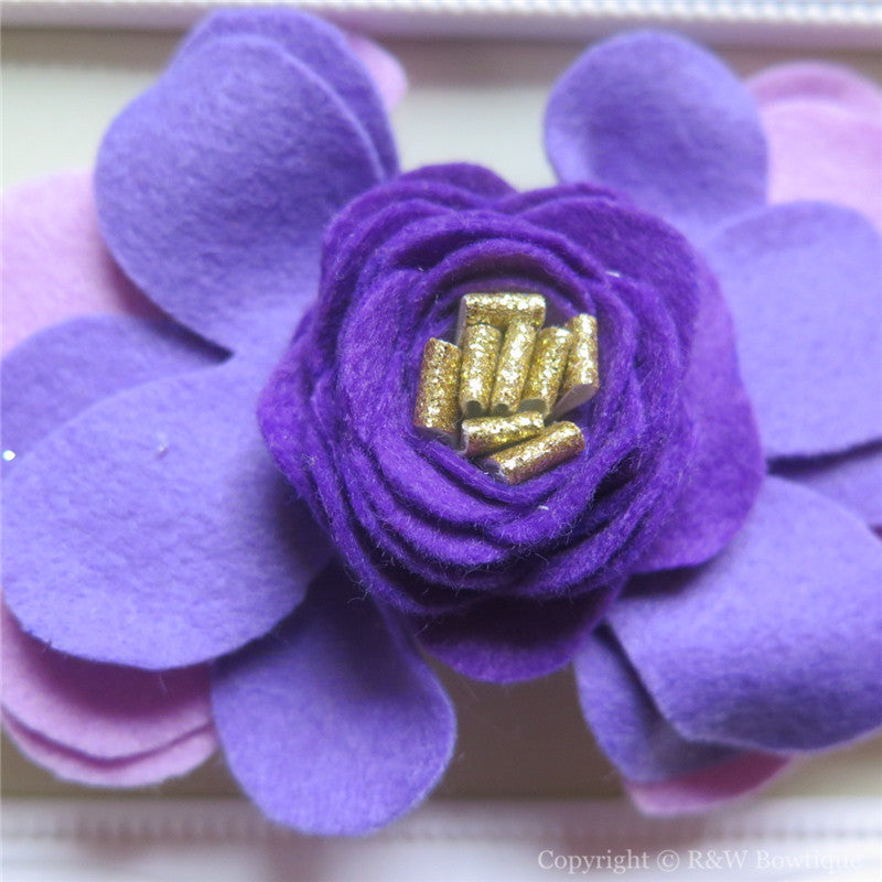 Purple and Gold Felt Flower Crown Headband