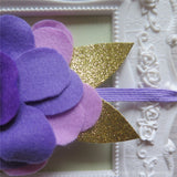 Purple and Gold Felt Flower Crown Headband