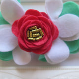 Coral Mint and Gold Felt Flower Crown Headband