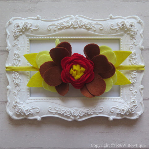 Disney Princess Belle Inspired Felt Flower Crown Headband