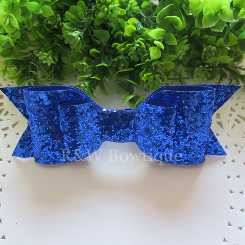 Royal Blue Glitter Fabric Oversize Hair Bow