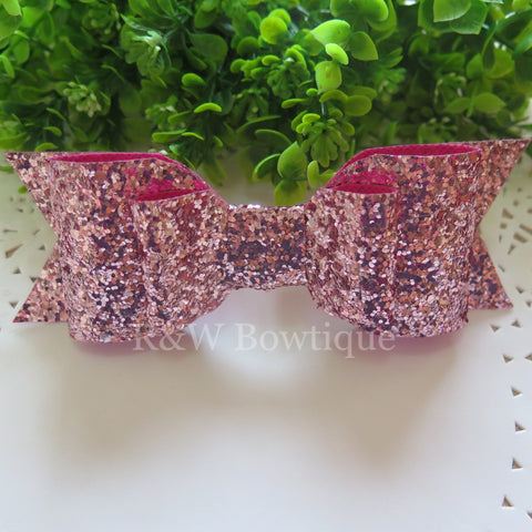 Candy Pink Glitter Fabric Oversize Hair Bow