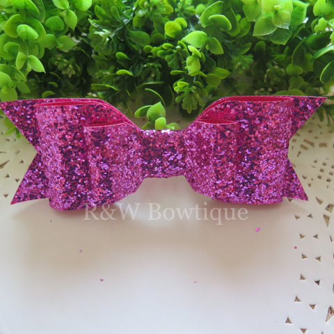 Fuchsia Glitter Fabric Oversize Hair Bow