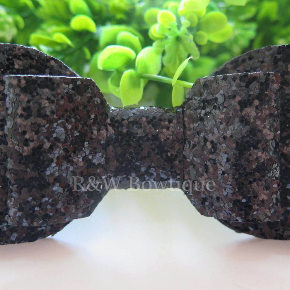 Black Glitter Fabric Oversize Hair Bow