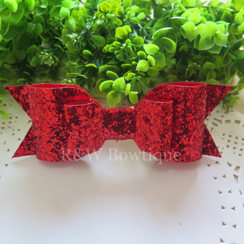 Red Glitter Fabric Oversize Hair Bow