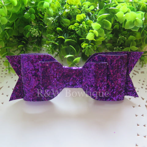 Purple Glitter Fabric Oversize Hair Bow