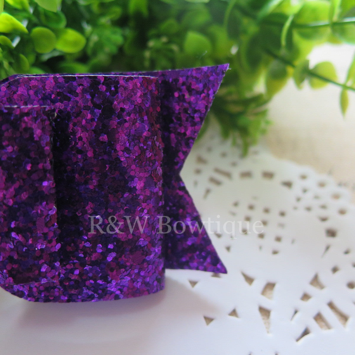 Purple Glitter Fabric Oversize Hair Bow