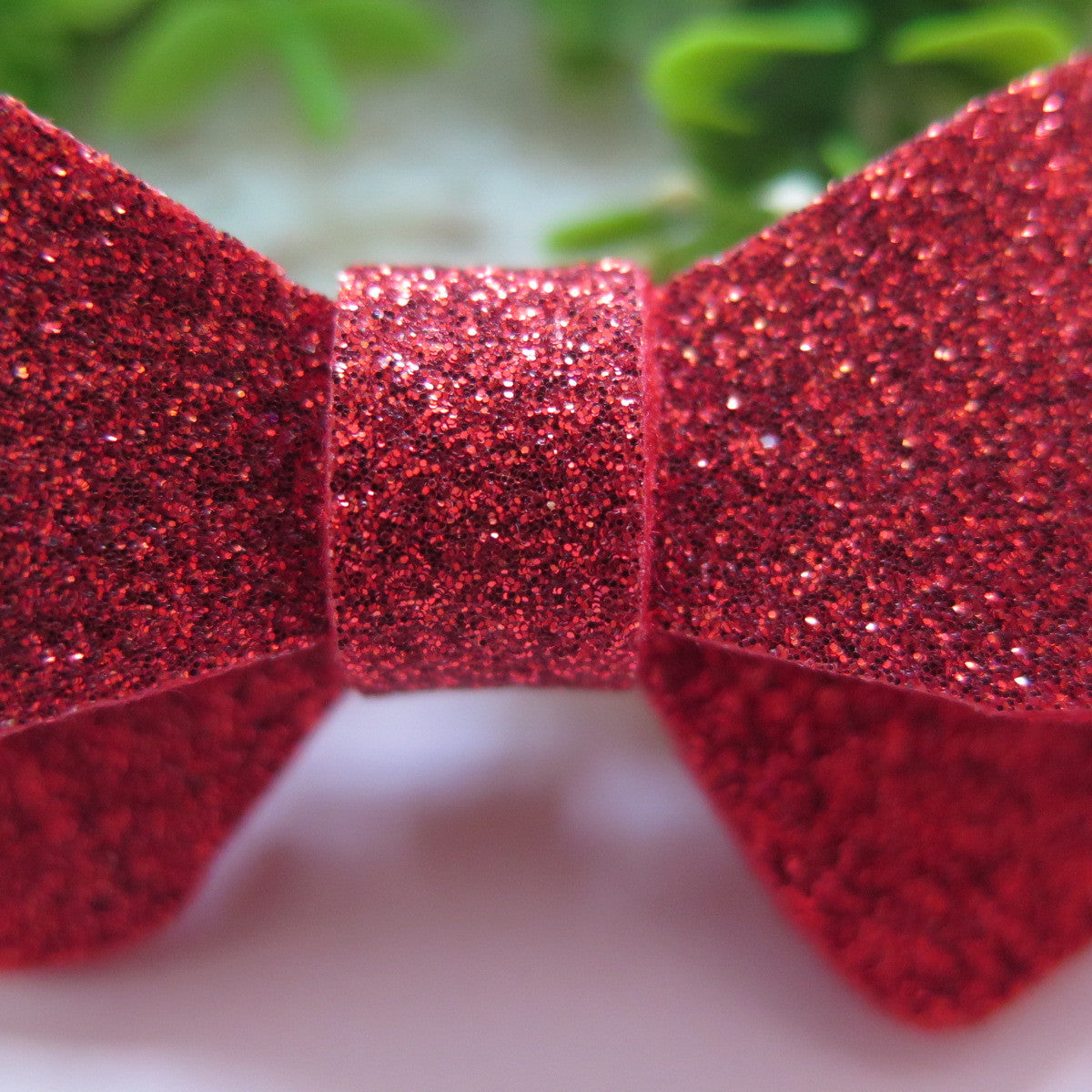 Red Glitter Felt Mini Hair Bow