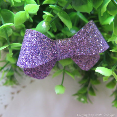 Lilac Glitter Felt Mini Hair Bow