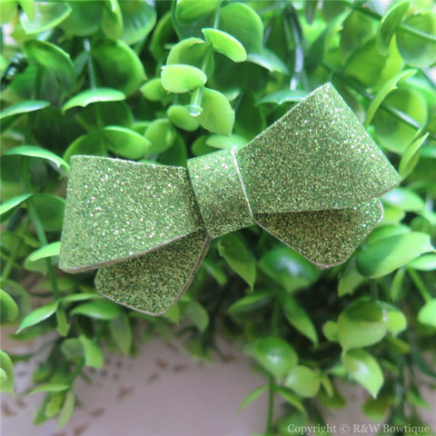 Apple Green Glitter Felt Mini Hair Bow