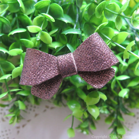 Brown Glitter Felt Mini Hair Bow