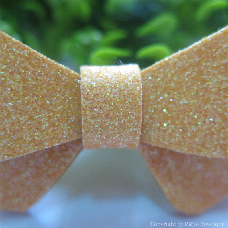 Yellow Gold Glitter Felt Mini Hair Bow